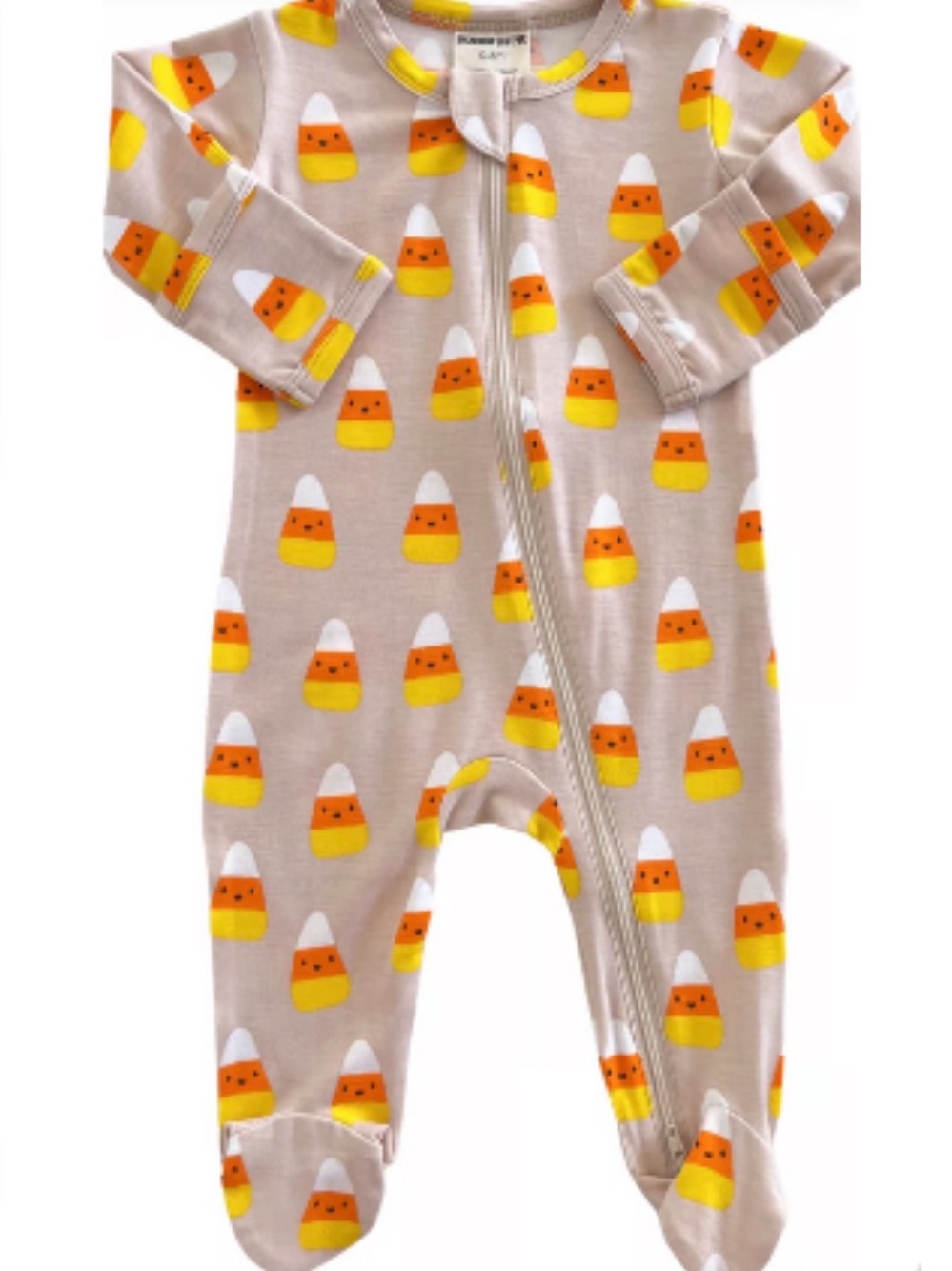 Spearmint Love Candy Corn Zip Up Onsie